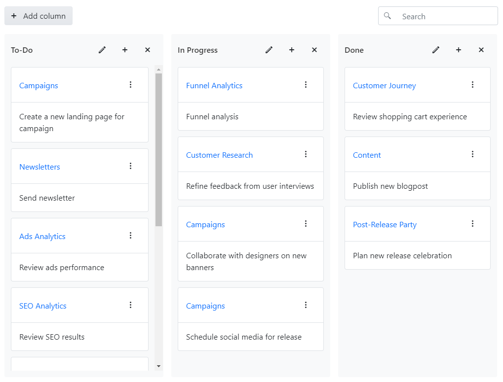 Kendo TaskBoard at Runtime